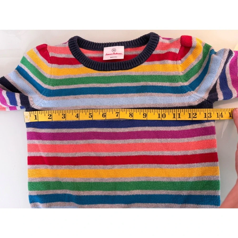 Hanna Andersson Sweater Rainbow Stripe Knit Crewneck Size 90 (U.S. 3T)